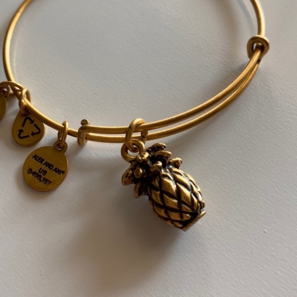 Alex & Ani Pineapple Bangle Bracelet in Gold Tone - Picture 4 of 6